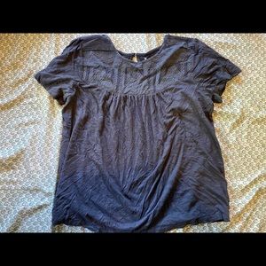 Diluted Navy Blue Blouse with Design